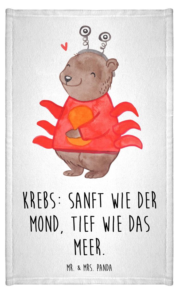 Mr. & Mrs. Panda Handtuch Krebs Astrologie - Weiß - Geschenk, Klein, Gäste-WC, Sternzeichen, Tierkreiszeichen, Gästetuch, Geburtstagsgeschenk, F...