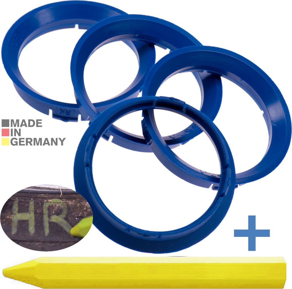 4X Zentrierringe 63,3 x 57,1 mm Blau Felgen Ringe + 1x Produktbild 