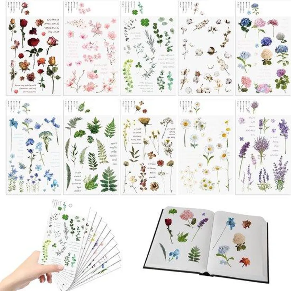 Stickers Transparents Fleurs Rétros : Lot de 160 Autocollants de Jardin