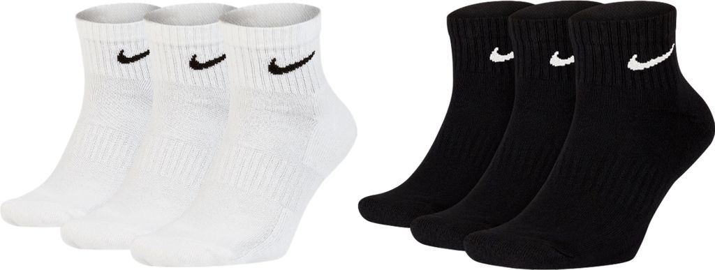 Nike SX7677 Socken Damen Herren Kurz Sportsocken Sparset - Größe: 42-46 - Farbe: 3 Paar weiss 3 Paar schwarz