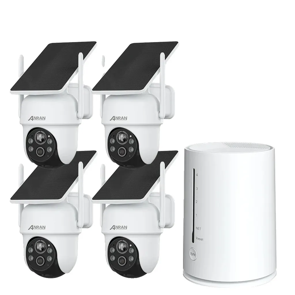 Kit Caméra de Sécurité Solaire 2K sans Fil avec NVR 4CH et Détection PIR
