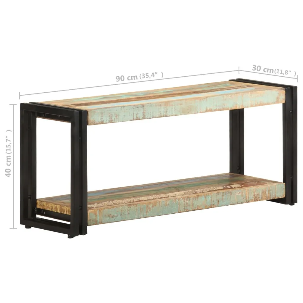 Banc TV Compact 90x30 cm en Vieux Bois - Idéal pour Petits Salons et Studios - 6