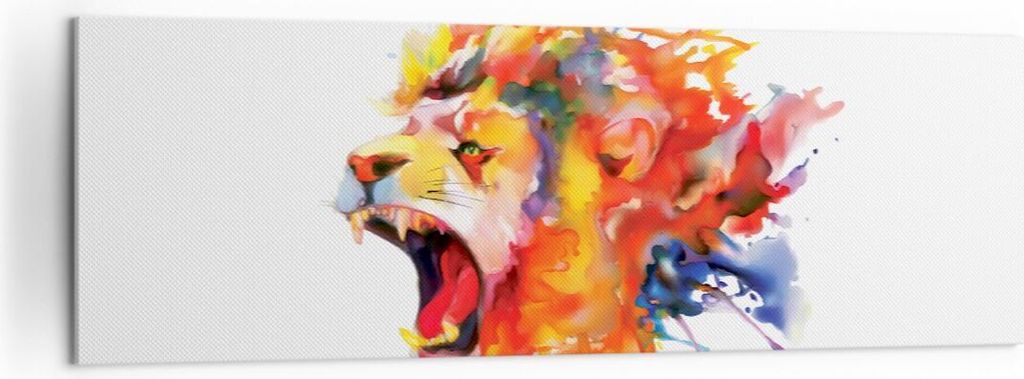 Bild auf Leinwand - Leinwandbild - Löwe modern Malerei Tier - 160x50cm - Wand Bild - Wanddeko - Leinwanddruck - Bilder - Kunstdruck - Wanddekorati...
