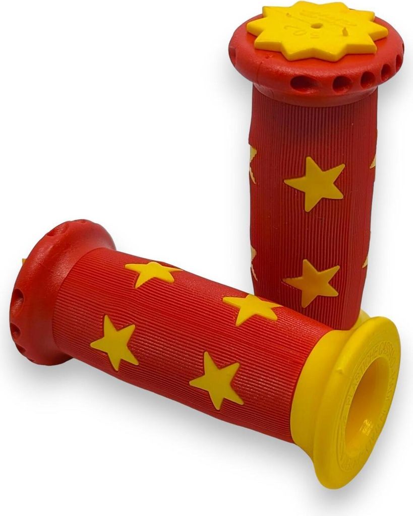 Kinder Fahrradgriffe 90mm mit Sternen Rot-Gelb Produktbild 