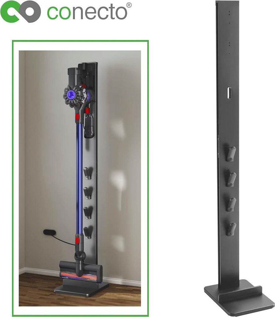 conecto Staubsauger Ständer Halterung universal kompatibel mit Dyson Gen5, V15, V12, V11, V10, V8, V7, Bodenständer, Zubehör Halter, schwarz