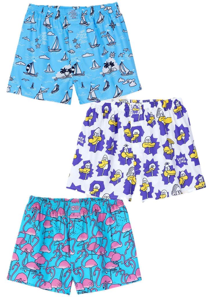Lousy Livin 3-Pack Boxershorts Cap du Lousy Port Blue XXL