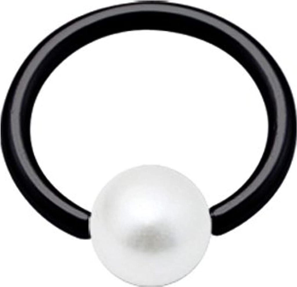BCR Piercing-Ring Edelstahl Schwarz Lippe Nase Perle Produktbild 