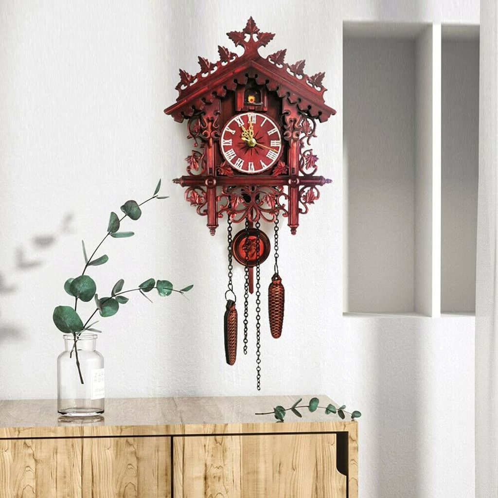 Kuckucksuhr Hausform Wanduhr Kuckucks Uhr Holz Retro Produktbild 5