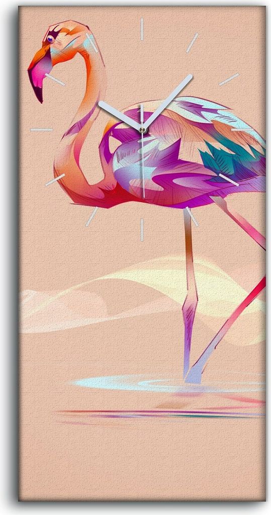 Küche Wohnzimmer Wand Leinwand Uhr Geräuschlos 30x60 Flamingo Tier Kunst - weiße Hände