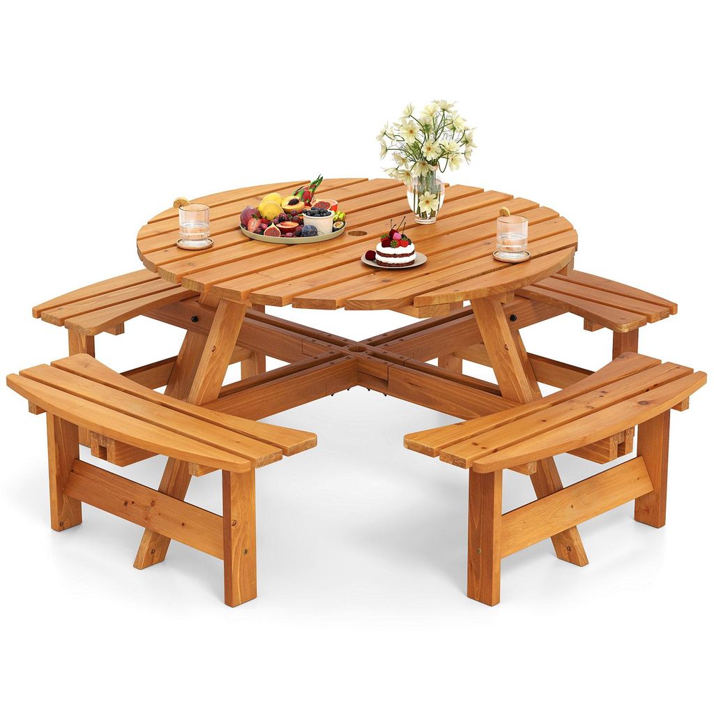 COSTWAY Gartenmöbel-Set für 8 Personen, Gartentisch mit Produktbild 