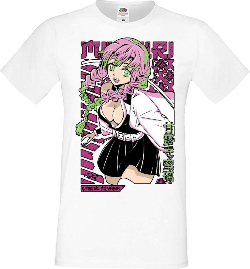Herren T-Shirt Manga Anime Demon Anime Slayer Kanroji Mitsuri Kanroji Mitsuri, Man S / Weiß