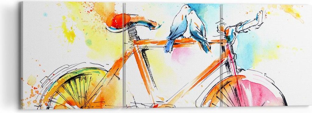 Bild auf Leinwand - Leinwandbild - Fahrrad Vögel Taube Reinheit - 120x40cm - Wand Bild - Wanddeko - Leinwanddruck - Bilder - Kunstdruck - Wanddeko...