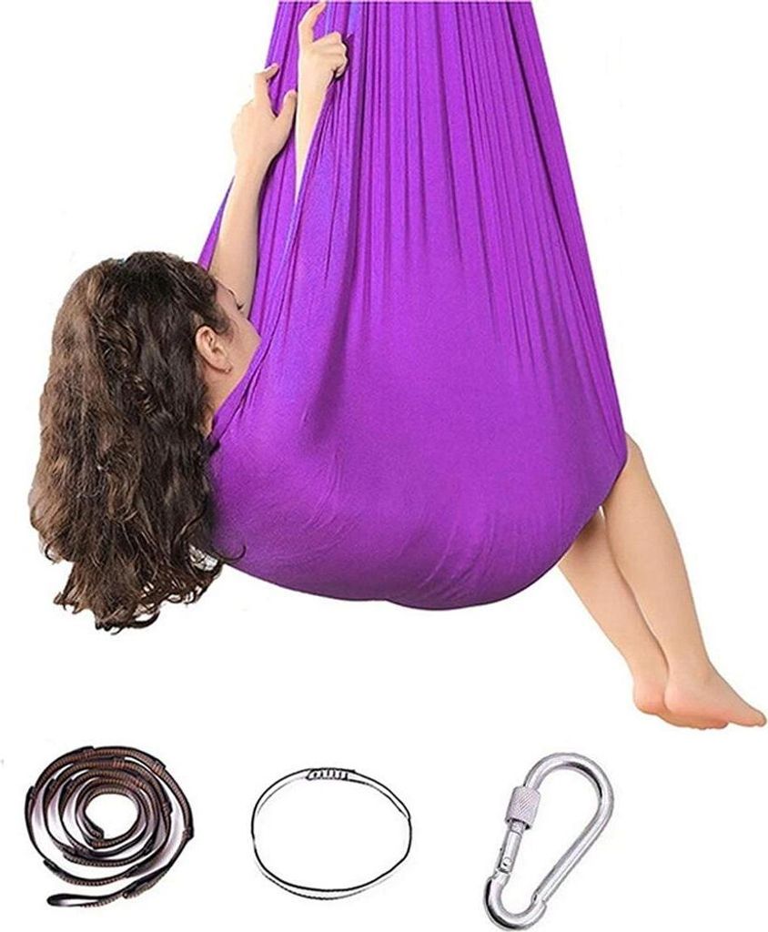 Sensory Swing Yoga Swing Elastische Kinderhängematte für Kinder, Teenager und Erwachsene (lila)