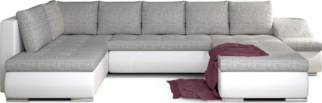 Wohnlandschaft mit Bettfunktion Polstergarnitur Ecksofa mit Schlaffunktion und Bettkasten Couch für Wohnzimmer Schlafsofa Sofagarnitur Sofa Eckcou...