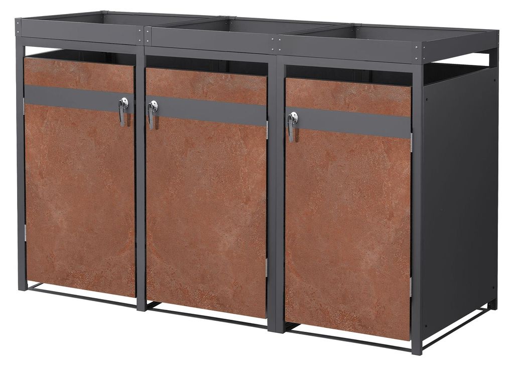 ML-Design Mülltonnenbox 3er mit Pflanzdach für 3 Tonnen, Produktbild 