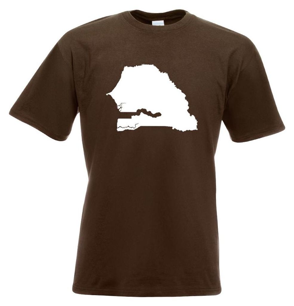 Kiwistar - T-Shirt - Chocolate - Senegal Umriss Kontur Herren Funshirt Bedruckt Design Sprüche Spruch Motive - mit Motiv Bedruckt - Funshirt Desig...