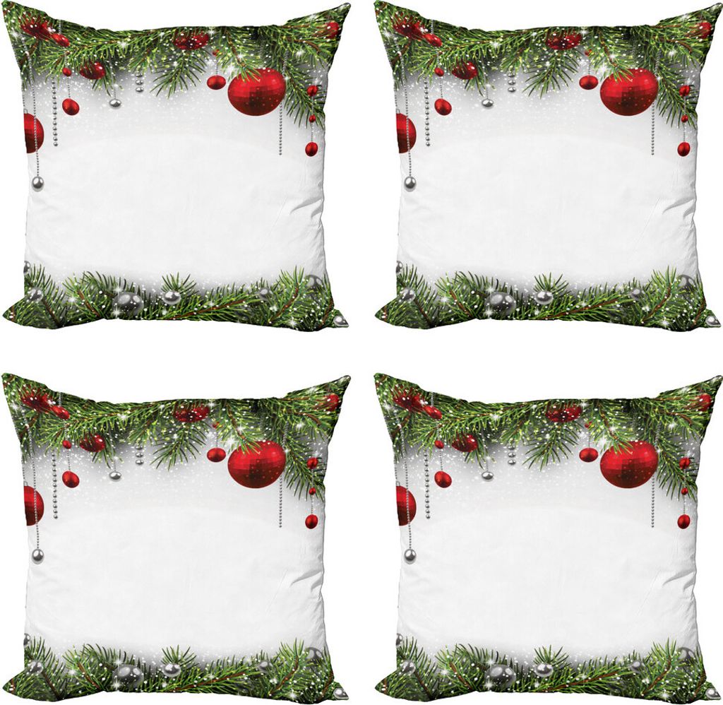 ABAKUHAUS Weihnachten Kissenbezug Set (4 Stück), Baulbes Noel Baum, Moderner Doppelseitiger Digitaldruck, 45 cm x 45 cm, Mehrfarbig