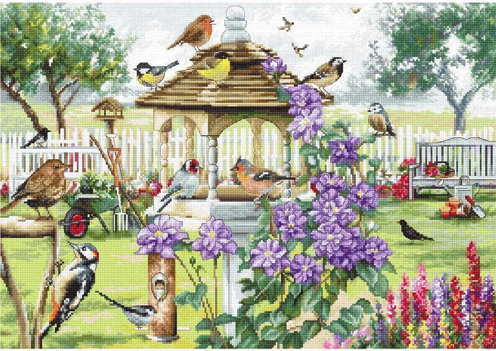 Kit Broderie Point de Croix Compté Oiseau Table Letistitch 43x30 cm