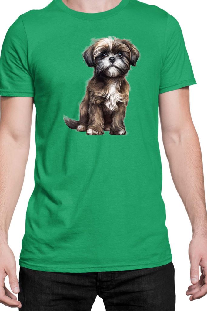 Herren T-Shirt Dogs Breeds Shih Tzu Dog Breed 006, Man M / Grün