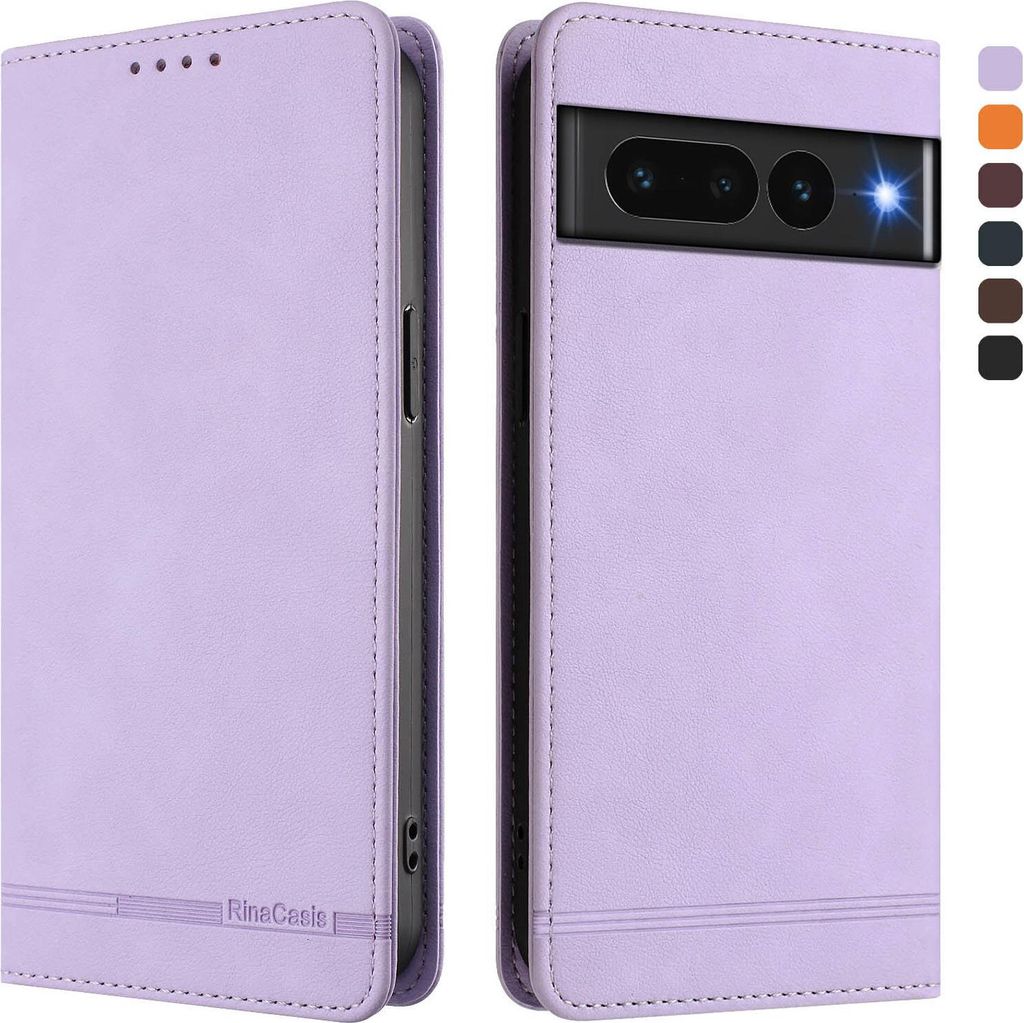 Hülle für Google Pixel 7 Pro, Retro Kunstleder Ständer Klapphülle mit Kartenfächer und Magnetische Violett