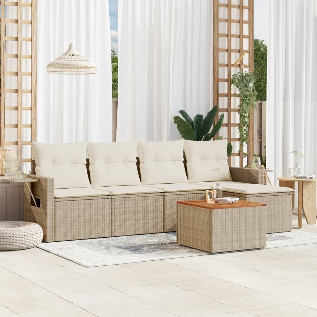 Maison Exclusive - 6-tlg. Garten-Sofagarnitur mit Kissen Beige Poly Rattan