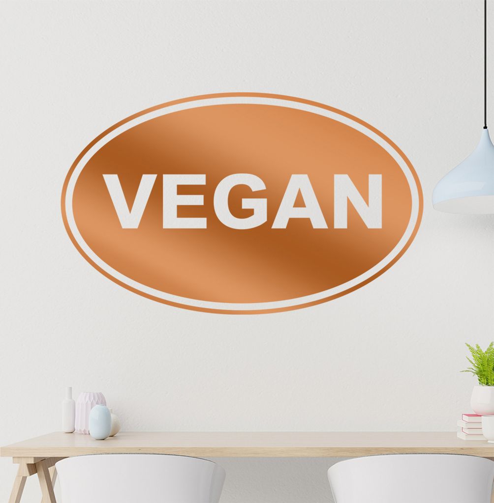 Vegan Wandtattoo in 6 Größen - Wandaufkleber Wall Sticker - Dekoration, Küche, Wohnzimmer, Schlafzimmer, Badezimmer