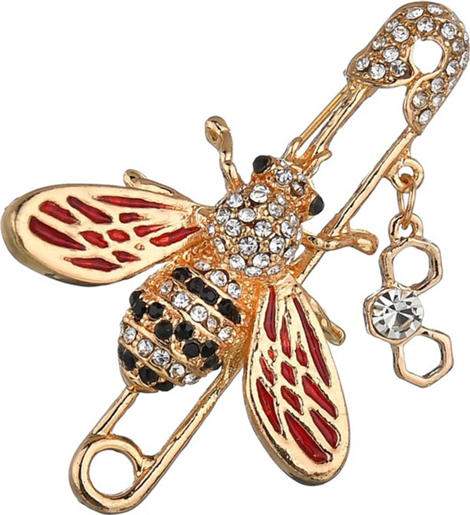 Mode Frauen Bee Emaille Strass Brosche Pin Schal Kleidung Revers Dekor Schmuck-Rot