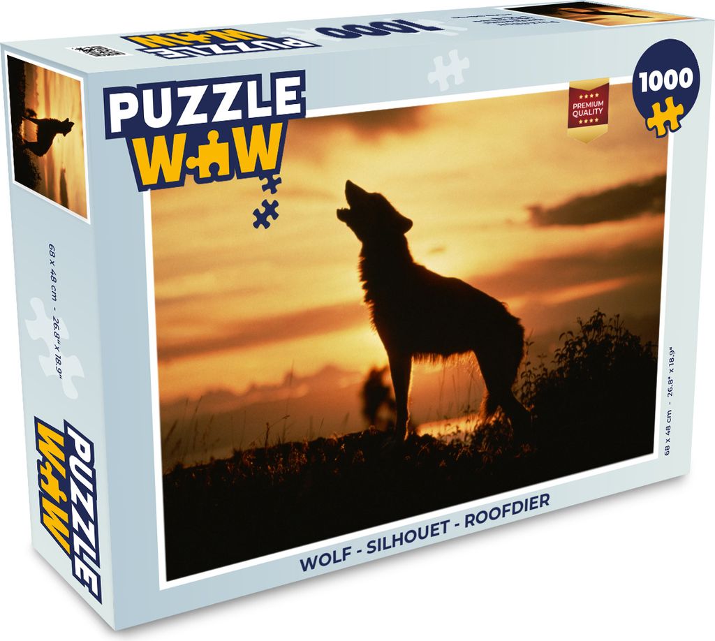 MuchoWow Puzzle 1000 Teile Wolf - Scherenschnitt - Raubtier - Erwachsene - Rätsel