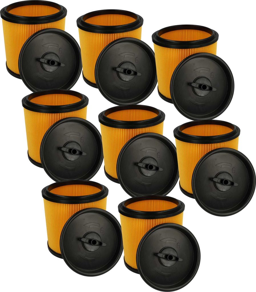 vhbw 8x Faltenfilter kompatibel mit Parkside (Lidl) PNTS 1500 D5, 1500 C4, 23 E, 1500 B3 Staubsauger - Patronenfilter Gelb Schwarz