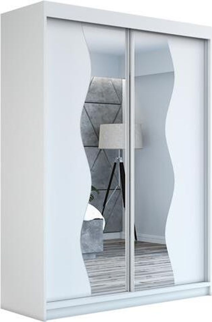 Schwebetürenschrank, 2-türig Schrank mit Spiegel! Moderne Garderobe für Kleidung. Verschiedene Farben (Weiß, Schwarz, Somona) Kleiderschrank RI...