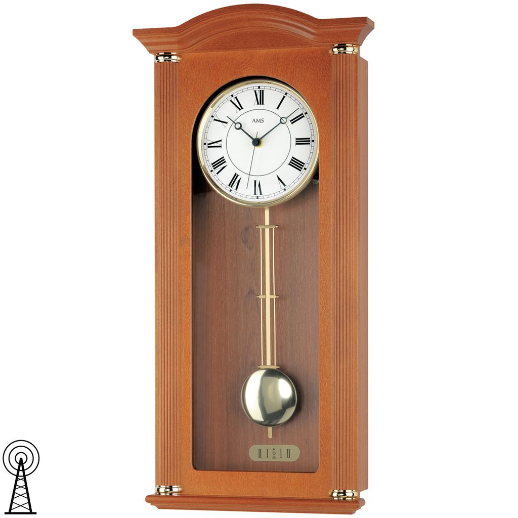 AMS 5014/9 Wanduhr Funk Funkwanduhr mit Pendel Holz Produktbild 