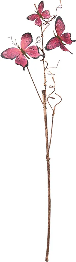 Clayre & Eef Branche Décorative 85cm Rose en Métal avec Papillons - 2