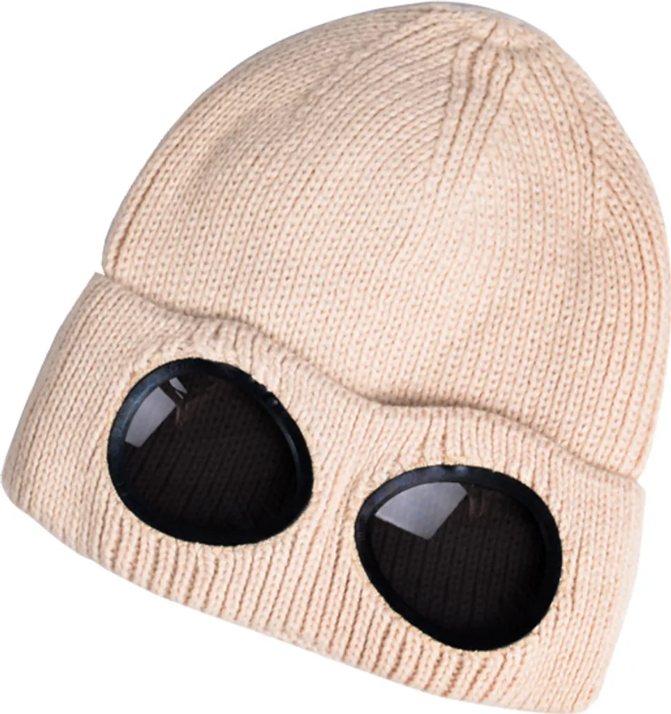 Berretto Invernale INF con Occhiali Goggles Beige | Ideale per Sci e Outdoor