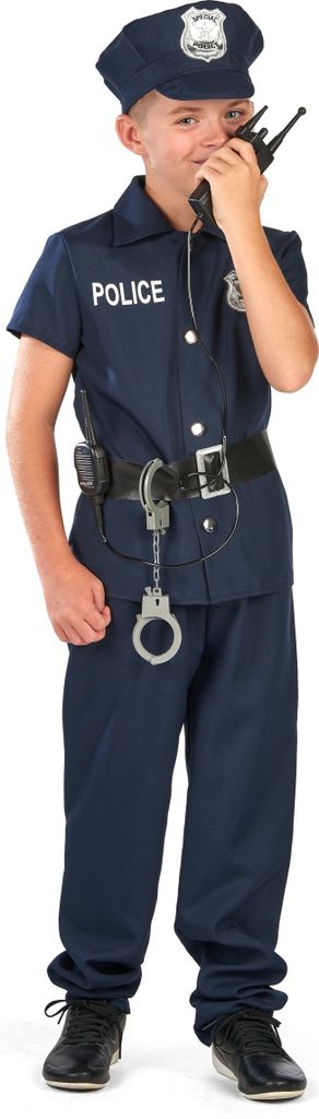Costume da poliziotto per bambini a maniche corte blu scuro Immagine del prodotto 
