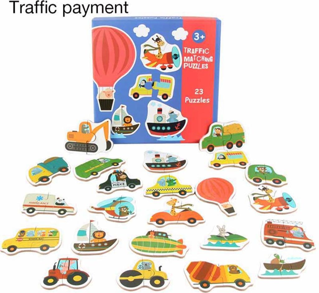 Wooden Cognition Puzzles Toys Baby Kids Learning Educational Game Card ToyTraffic Type