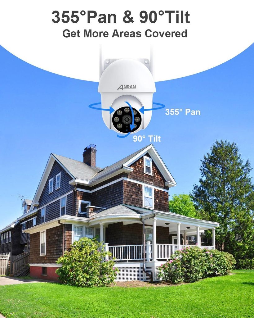 WLAN Überwachungskamera - Dome IP Kamera - 5 MP - 2,4G/5G WiFi - 24/7 Aufzeichnung - Auto-Tracking & Personenerkennung - Farbnachtsicht - IP66 au...