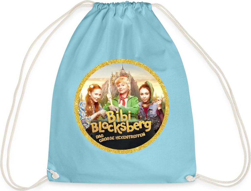 Spreadshirt Bibi Blocksberg Film Bibi, Flauipaui Und Schubia Turnbeutel, One size, Aqua