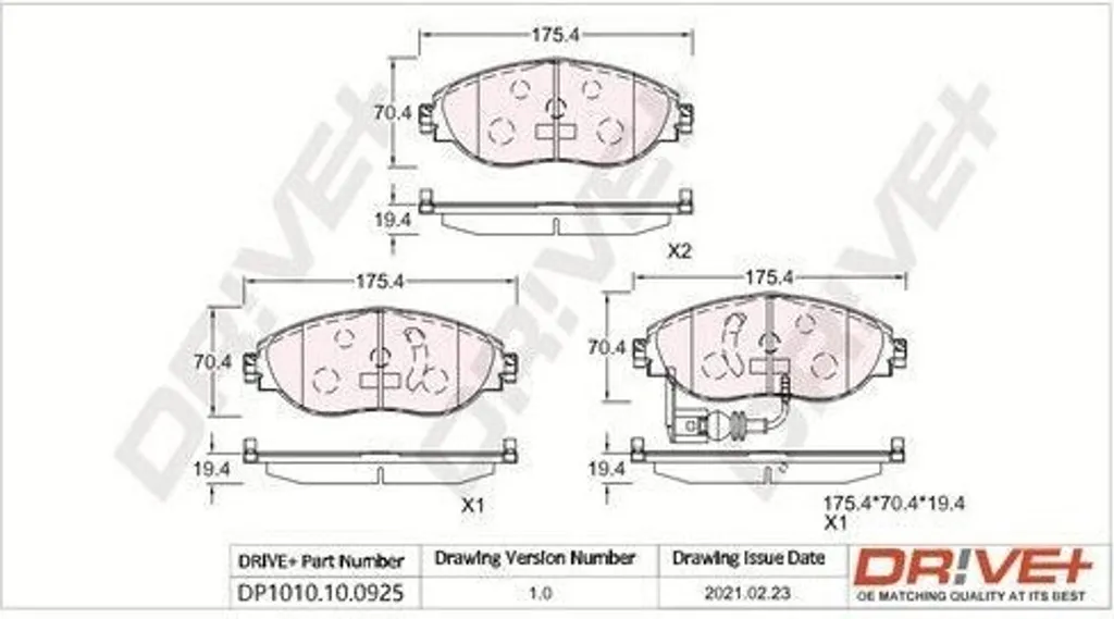 Plaquettes de frein avant Dr!ve+ DP1010.10.0925 - OE 7N0 698 151 A