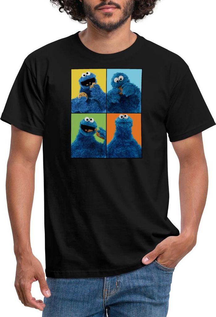 Spreadshirt Sesamstraße Krümelmonster Posen Männer T-Shirt, L, Schwarz