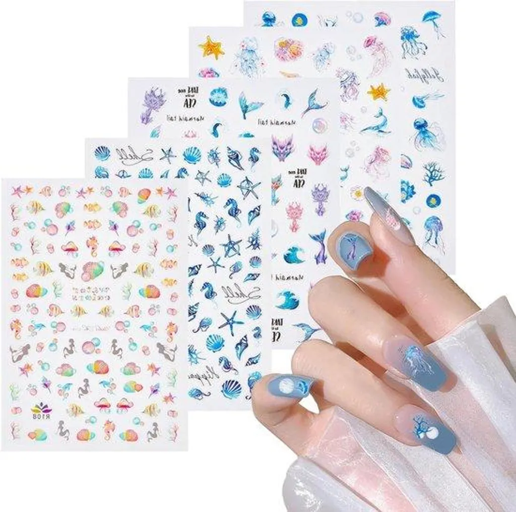 Manucure Rapide : 5 Vellen Schattig Klebende Nagelfolien Sticker