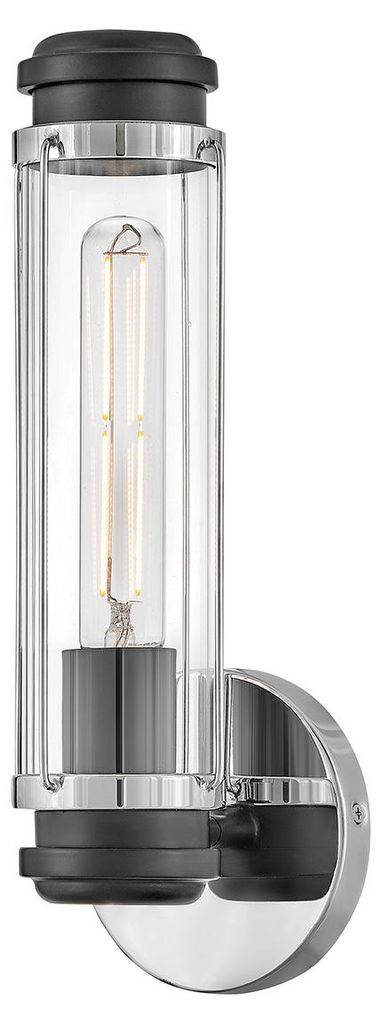 Elstead Masthead Wandleuchte E27 Poliertes Chrom und schwarz IP44