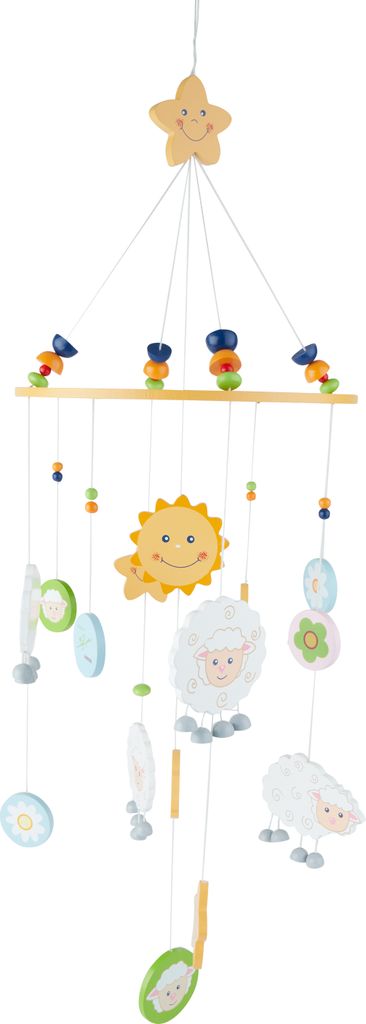 BIECO 3D Baby Mobile Schaf Betty aus robustem Holz | Mobile Baby Holz | Geeignet als Mobile Wickeltisch, Kinderbett, Wiege Baby etc. | ca. 23x 23x ...