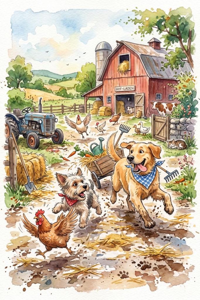 Premium Textil-Leinwand 120x80cm hoch Bauernhofspaß das ganze Jahr | Wandbild, HD-Bild auf Keilrahmen, Fertigbild auf hochwertigem Vlies, Leinwand...