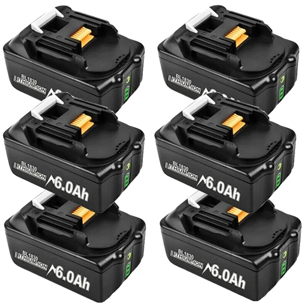 Batterie 18V 60Ah haute capacité avec témoin LED pour Makita, lot de 6
