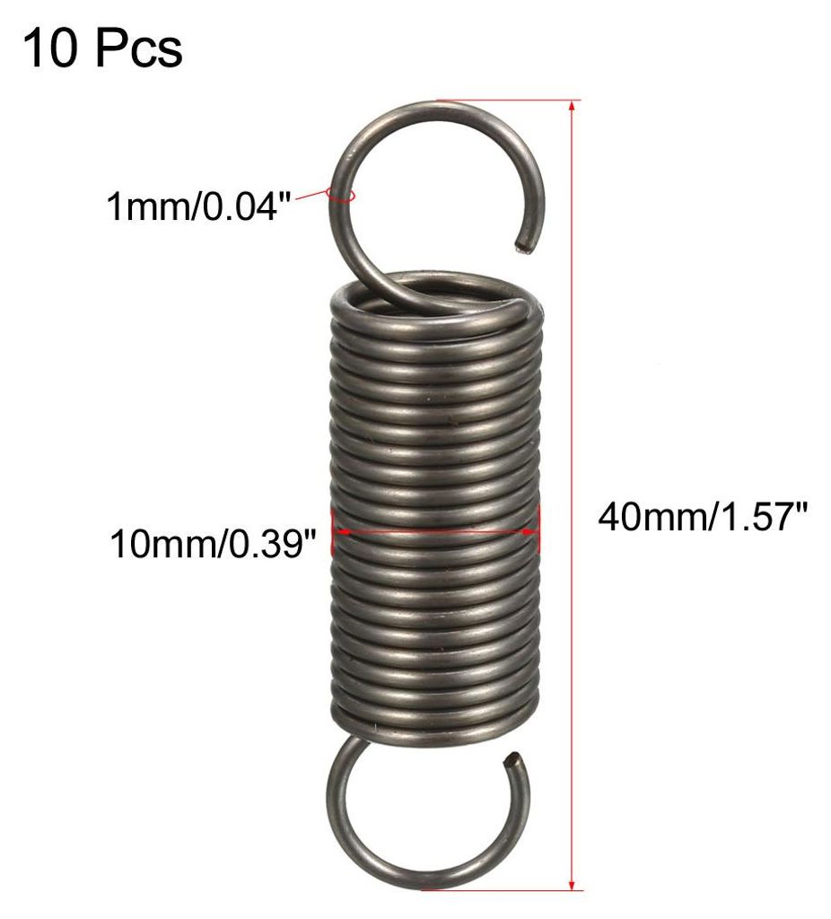 10 Stš¹ck 1.0x10x40mm Spannfeder Federstahl kleine Doppelhaken Zugfeder