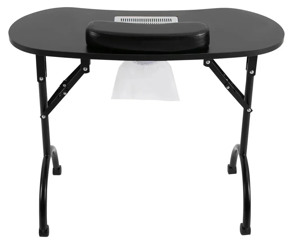 Table de manucure portable pliable noire 90x40cm avec aspirateur intégré