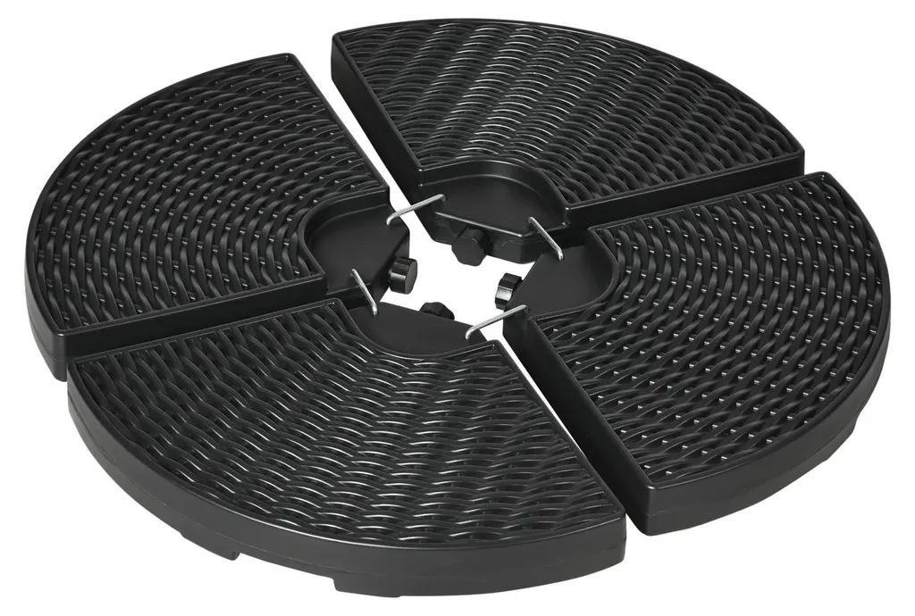 Poids de Parasol Remplissables 68kg - 4 Disques Robustes Noirs 52L