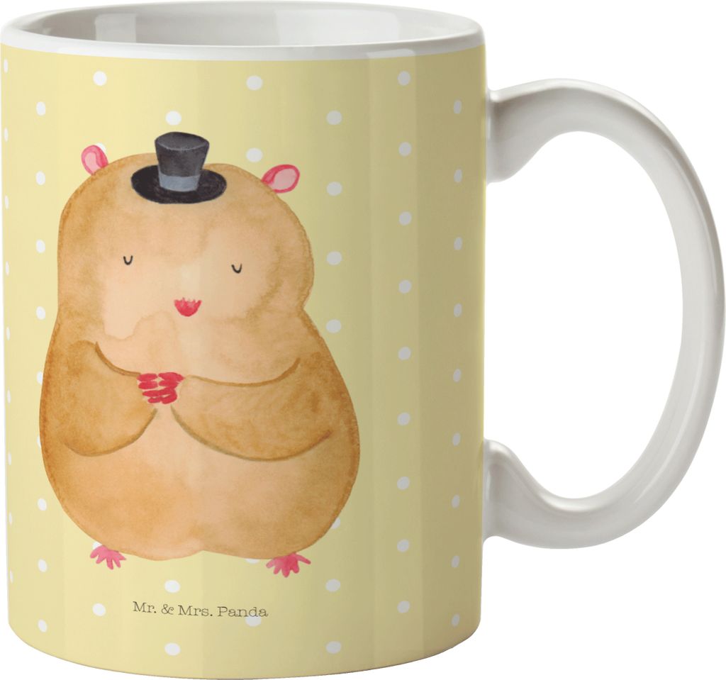 Mr. & Mrs. Panda Pott Hamster Hut - Gelb Pastell - Geschenk, Zylinder, Tasse, Keramiktasse, Kaffeebecher, Teepott, Trinkbecher, Zauberer, Kaffeetas...
