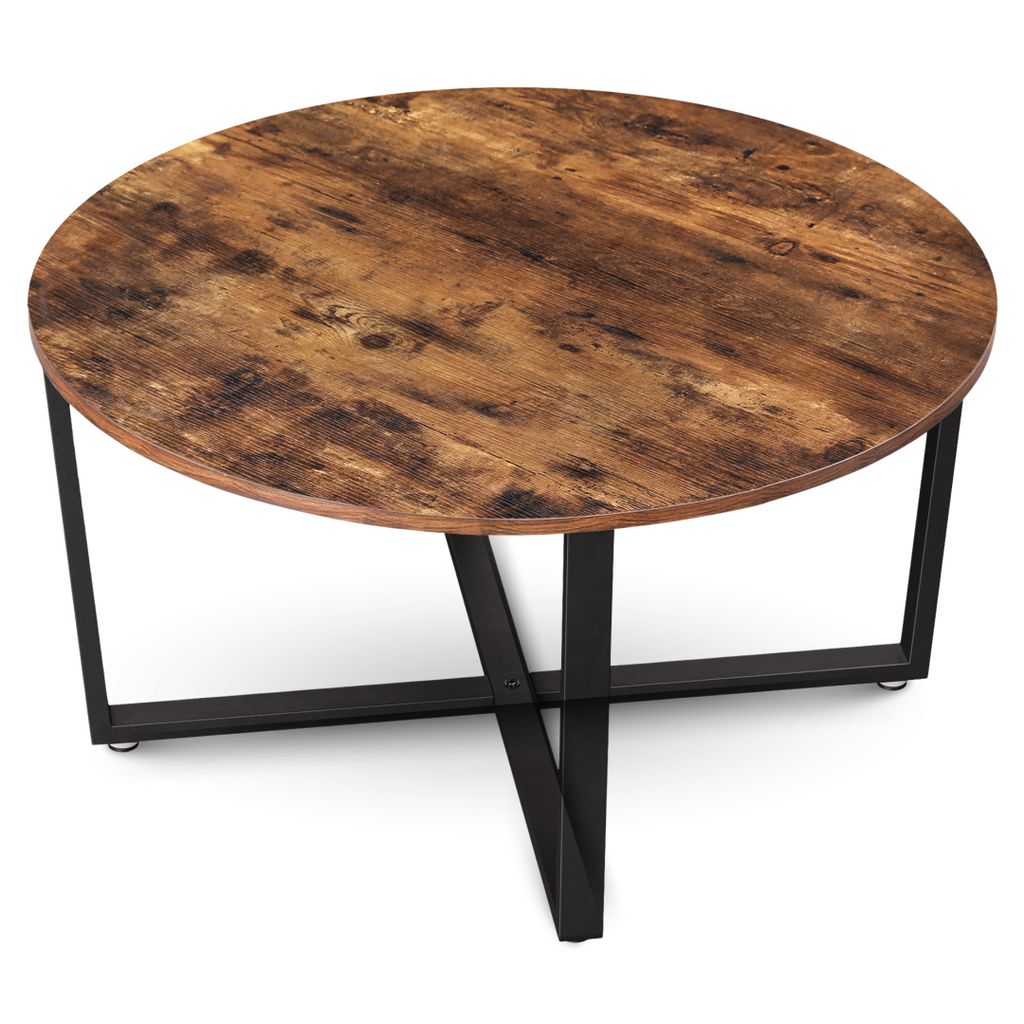 holz4home Couchtisch Indie I Runder Wohnzimmertisch Ø88cm I Industrial-Look Braun I Vintagetisch Teetisch Vintage Sofatisch I Moderner Beistellt...
