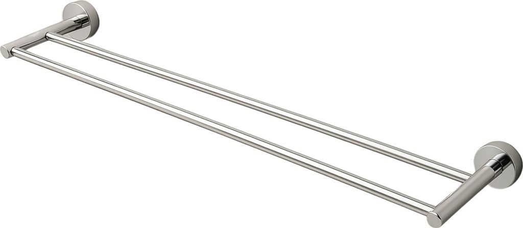 Balneo | Doppel Handtuchstange Edelstahl silber CHROM | Handtuchhalter 60 cm QUBE Rostfrei | Badetuchstange für Badezimmer